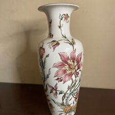 Zsolnay  , Large Hand Painted Porcelain Floral Vase Trimmed with 24K Gold 13,5” picture