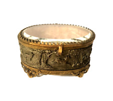 Antique  French Ormolu Bevelled Glass Jewellery Trinket Casket Box Silk Lined picture