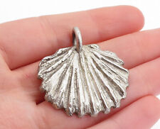 925 Sterling Silver - Vintage Clam Shell Scalloped Design Pendant - PT4235 picture