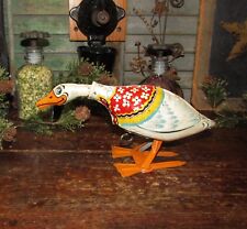 Antique Vtg 1930's Unique Art Tin Wind Up Gertie Galloping Goose Lithograph Toy picture