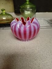 Beautiful Vintage Fenton Opalescent Spiral  Cranberry Swirl Crimped Top Small... picture