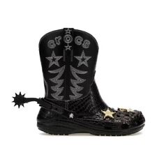 Crocs Classic Cowboy Boots Black Small Men's Sizes 5-7 New picture