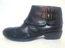b.o.c. black leather moto fold over cuff double buckle low heel booties. 8 picture