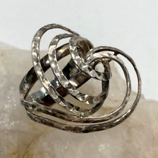 Vintage B Italy Flourish Hammered Swirl Ring Size 6 Sterling 925 Silver 5.7g picture