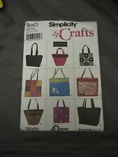 Simplicity 9963 Sewing Pattern Handbags Totes Various Shapes Sizes Craft UNCUT picture