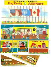 VTG FISHER-PRICE Little People #996 AIRPORT REPLACEMENT LITHOS  DECALS STICKERS  picture