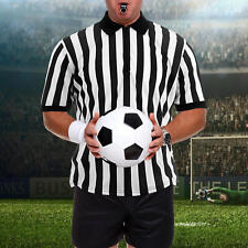 Striped Referee Shirt Breathable Collared Short Sleeve T Shirt Black White great picture