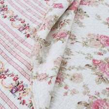 BEAUTIFUL COZY COTTAGE SHABBY CHIC PINK GREEN RED IVORY PURPLE ROSE QUILT SET picture