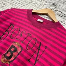 Vintage Boston Massachusetts Pink Striped Rugby Tee Shirt Large Kingstree picture
