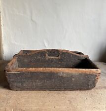 Early Antique Handmade Wooden Tote Carrier Square Nail BEST Old Paint picture