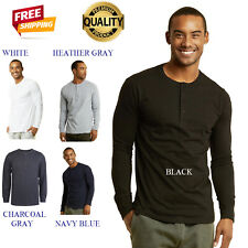 New Mens Henley Shirt T-shirts shirts Long Sleeve Cotton Pullover Comfy Button picture