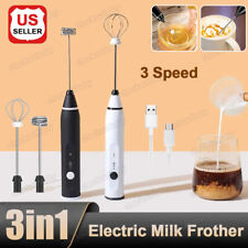 Electric Milk Frother Double Whisk Handheld Coffee Foam Mixer USB Rechargeable picture