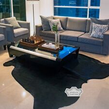 Real Cowhide Rug in Solid Black | Extra Large 6' x 8' picture