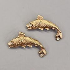 Florenza Fish Scatter Pins Brooch Vtg Gold Tone Rhinestone Jewelry Pin 1 3/8
