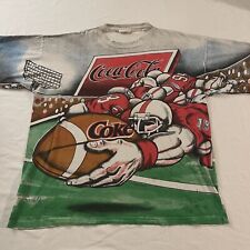 Vintage 1993 Coca Cola Coke Football AOP T-Shirt Rare Size XL Super Bowl Men’s picture