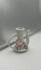 NUOVA CAPODIMONTE Vtg. Italian Small Porcelain Creamer Ornate Raised Flower 3” picture