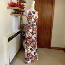 Vintage DYNASTY Abstract Maxi Dress Floral Size 10 British Hong Kong picture