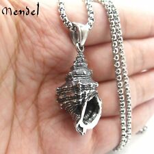 MENDEL Mens Stainless Steel Beach Surfing Seashell Sea Shell Pendant Necklace picture