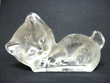 VIKING CAT paperweight art glass Sculpted flat back picture