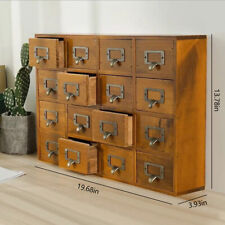 16 Drawers  Vintage Tabletop Library Card Catalog Cabinet Apothecary Storage Box picture