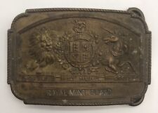 RARE ROYAL MINT GUARD MINTED BRASS BELT BUCKLE.ENGLAND PAT 104,012 picture