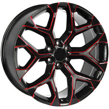 Performance Replicas PR176 Snowflake 20x9 6x5.5 +24 Black/Red Wheel Rim 20 Inch picture