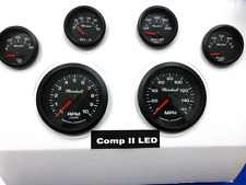 Marshall 6 Gauge Set Comp 2 LED Electric Speedo Black Dial Bezel Sport Comp picture