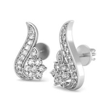 Unique Beautiful Design With Genuine Cubic Zirconia In 10K White Gold Earrings picture
