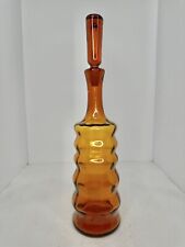 HTF Vintage MCM Blenko Glass 658s Beehive Decanter In Honey 16.5” W/stopper  picture