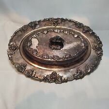 VINTAGE PAIRPOINT GRAPEVINE MOTIF SILVERPLATE COVERED SERVING DISH 12