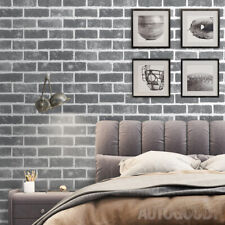 3D Brick Stone Wallpaper Background Vinyl Film Sticker Peel-and-Stick Gray Dark picture