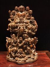 vintage antique wooden buddha statue wood carved Arhat 18 Buddhist saints Decor picture