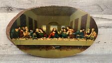 Vintage Last Supper Hard Wood Religious LIVE/BARK Edge 12 x 7