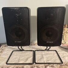 OPTIMUS PRO 77 Speakers (40-2057)  Black Heavy Metal EUC W/stand vintage pair picture