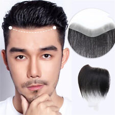 1pc Men's Invisible Forehead Frontal Straight Human Hair Piece Front Hairline picture