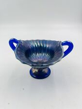 Vintage Cobalt Blue Carnival Fenton Stippled Rays Bon Bon Dish picture
