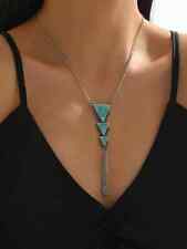 1pc Vintage Triangle & Chain Tassel Decor Pendant Necklace Bohemian Jewelry picture