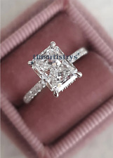 Moissanite Solitaire Engagement Ring Radiant Cut Solid 14K White Gold 2.50 CT picture