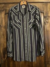 VTG Ely Cattleman Western Shirt Mens Large Tall Man Grey Pearl Snap Cowboy Rodeo picture