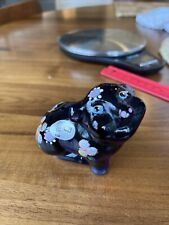 Vintage Fenton Blue Glass Pig Painted By Harris picture