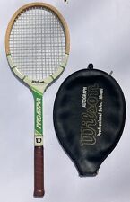 Wilson Wooden Tennis Racket Jack Kramer Autograph PRO Green 4 1/4” w/ Cover Vtg picture