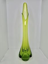 Vintage MCM Viking Glass Large Epic Drape Swung Vase 24” Avocado Green picture