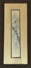 Antique Japanese Woodblock Birds in Tree Flowers Signed Framed picture