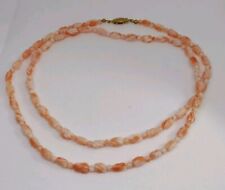Vintage Carved Ribbed Tube Angel Coral Bead Necklace 30