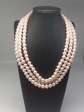 Richelieu Vintage Three Strand pale pink faux pearls Gold Tone Accents Necklace picture