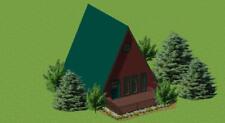 A-Frame Cabin Plans 800 sq.ft. with upper bedroom, outdoor deck  picture