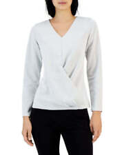 Alfani Women's Metallic Wrap-Front Knit Top, XL Soft White picture