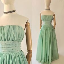 Vintage 1950's Seafoam & rhinestones party special occasion dress picture