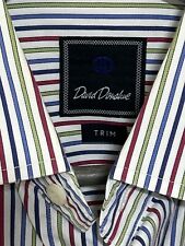 DAVID DONAHUE Dress Shirt Men’s 15.5 32/33  Trim Multicolored Stripes A+ Cond picture