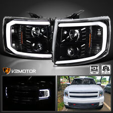 Jet Black Fits 2007-2013 Chevy Silverado 1500 LED Bar Projector Headlights 07-14 picture